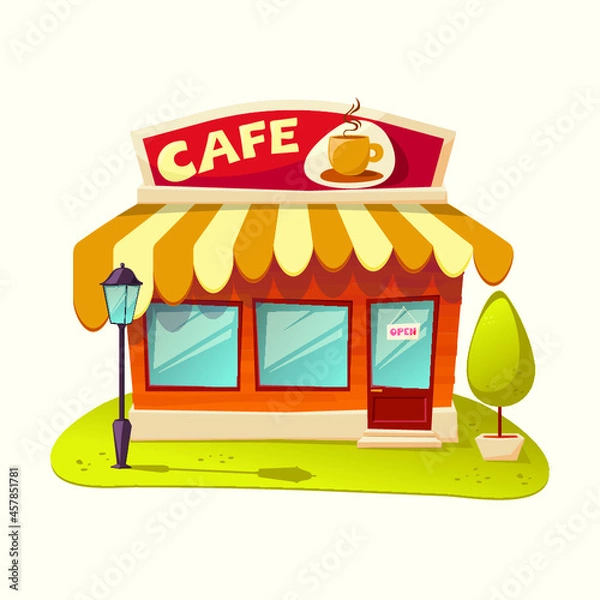 Fototapeta Cafe. Facade of a cafe - vector illustration