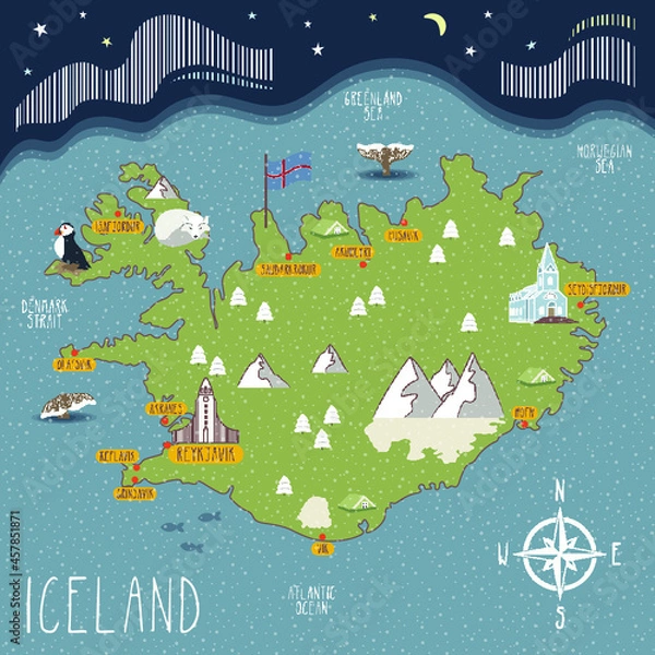 Fototapeta Vector map of Iceland