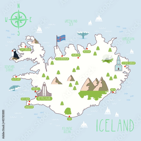Fototapeta Vector map of Iceland