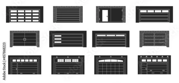 Fototapeta Garage door vector black set icon.Vector illustration roller gate on white background . Isolated black set icon garage door.