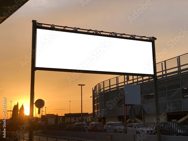 Obraz Road billboard in the sunset with white space mockup