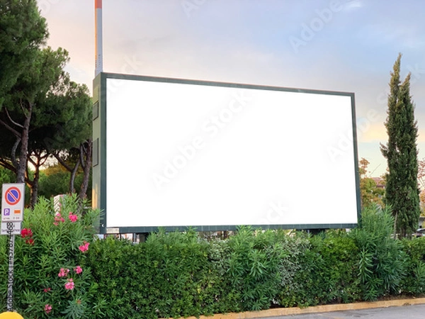 Obraz Billboard on the bushes with white space mockup