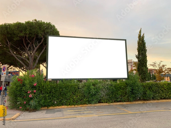 Obraz Billboard on the bushes withe space for mockup