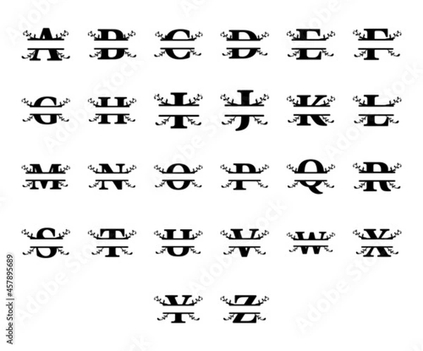 Obraz Floral letters name monogram set. Vector typography design