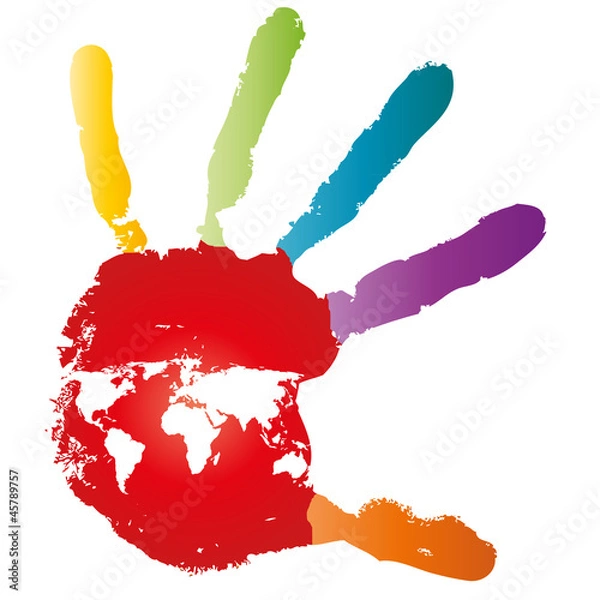 Obraz High resolution conceptual human hand paint with map