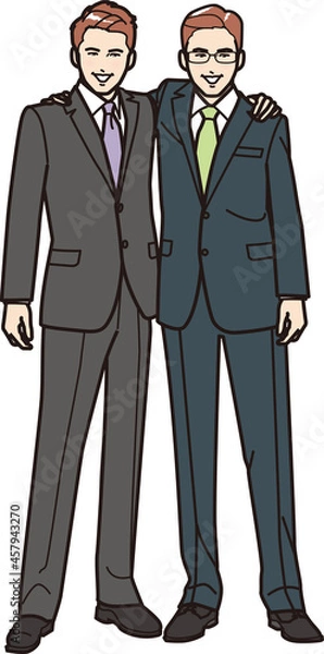 Obraz 肩を組むビジネスマン　全身