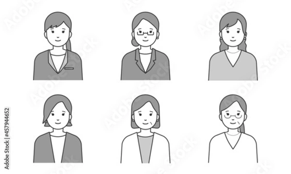 Obraz ビジネスウーマンのイラストセット（線画）