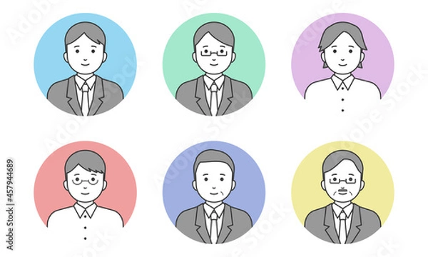 Obraz ビジネスマンのアイコンセット（線画カラフル）