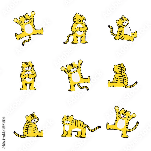 Obraz 色々なポーズの虎のイラストセット