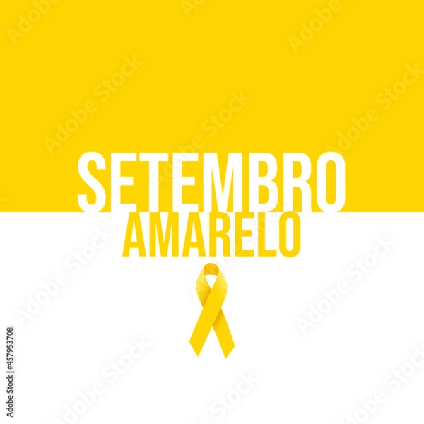 Fototapeta Yellow September being symbolized by a yellow ribbon. All details done with Gaussian blur. Yellow ribbon on white background.