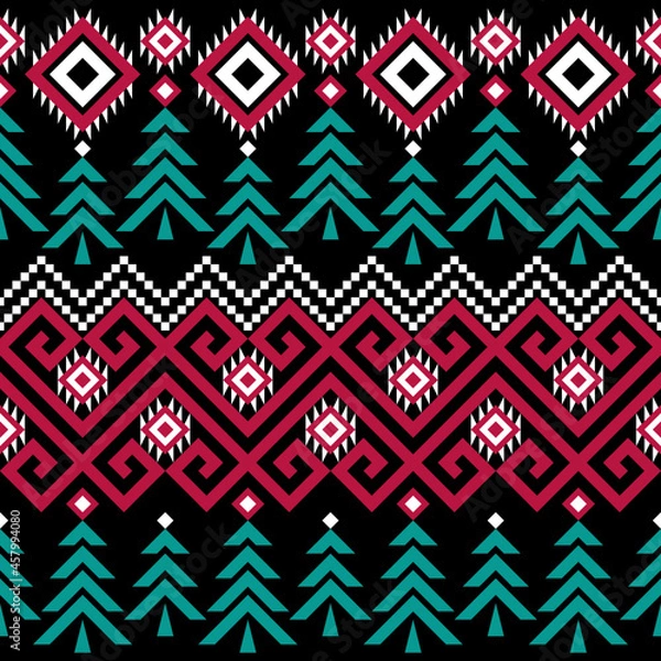 Fototapeta Holidays vector pattern, Christmas seamless pattern, winter pattern with pine tree