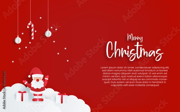Obraz merry christmas background design with paper cut style.