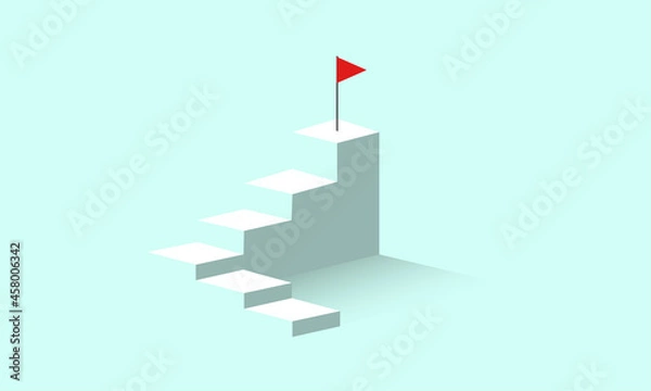 Fototapeta Ladder with a flag at the top. Success vector concept