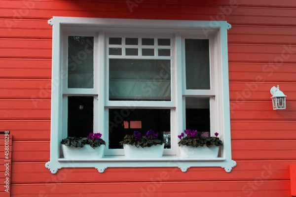 Fototapeta White wooden window in a different style