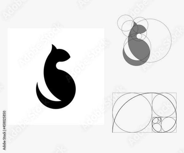 Obraz Vector cat in golden ratio style. Editable illustration
