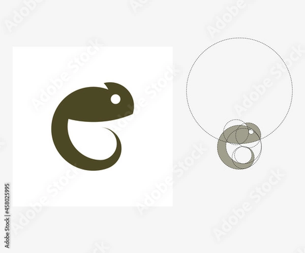 Obraz Vector chameleon in golden ratio style. Editable illustration