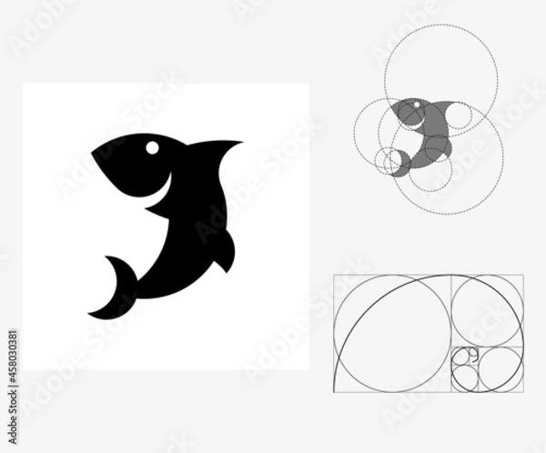 Obraz Vector shark in golden ratio style. Editable illustration