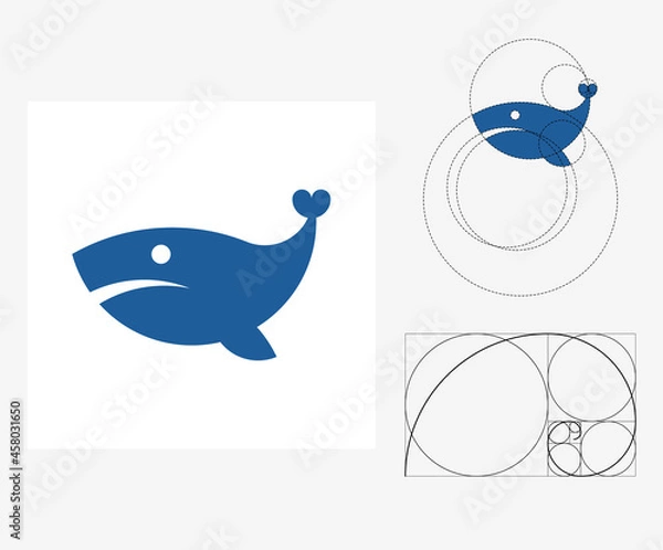 Obraz Vector whale in golden ratio style. Editable illustration