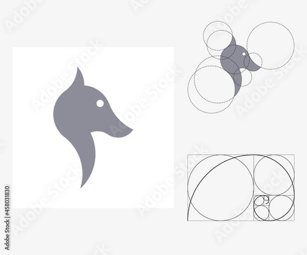 Obraz Vector wolf in golden ratio style. Editable illustration