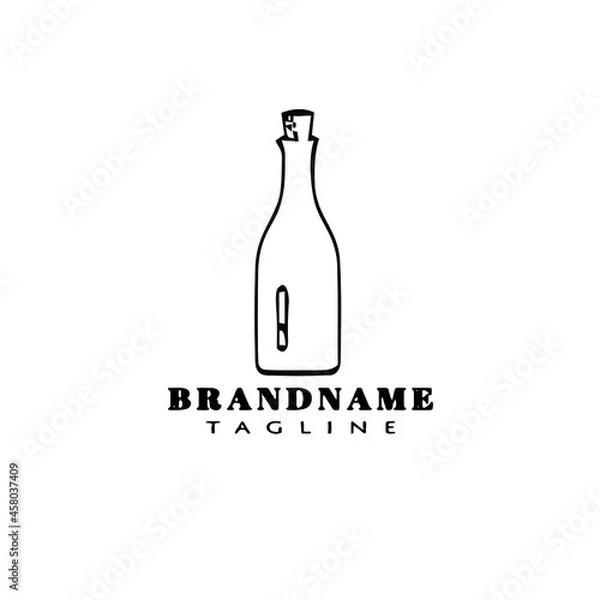 Fototapeta bottle with stopper logo cartoon icon design template black isolated vector cute