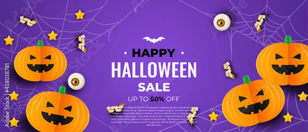 Obraz halloween background with pumpkins