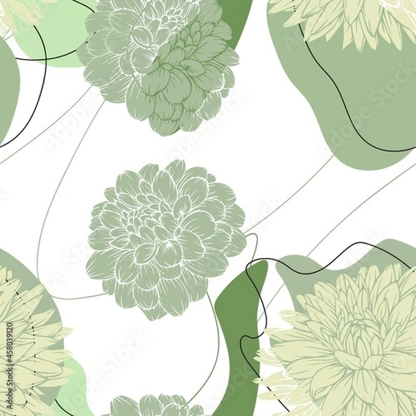 Fototapeta Flowers seamless pattern in vector