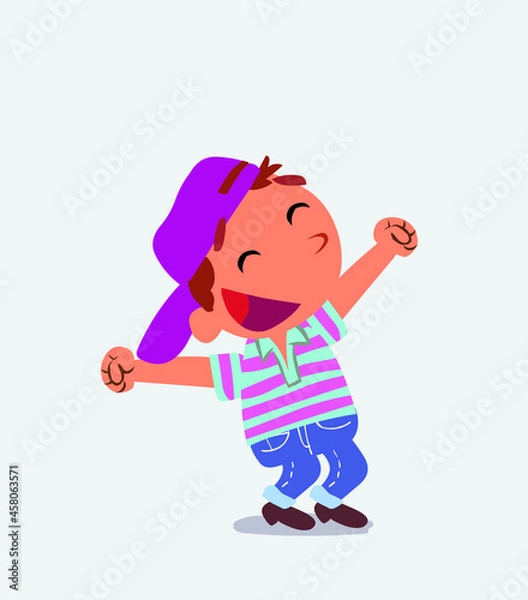 Obraz Euphoric cartoon character of little boy on jeans.