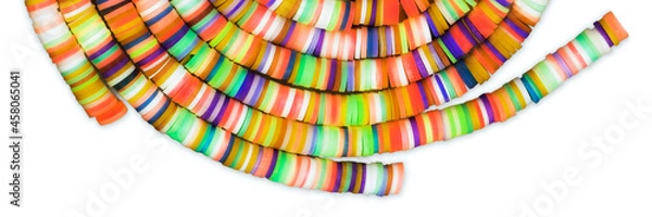 Obraz Colorful African pearls, white background 