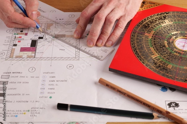 Obraz geomantic compass for feng shui