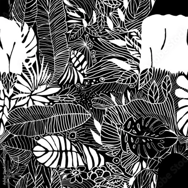 Fototapeta Seamless Pattern - Jungle Woman Series 1