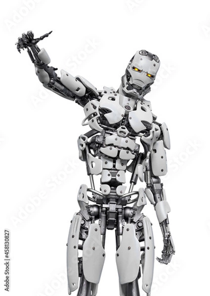 Fototapeta cyborg is talking and sending a message