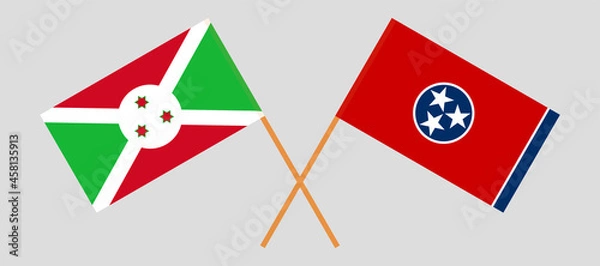 Obraz Crossed flags of Burundi and the State of Tennessee. Official colors. Correct proportion