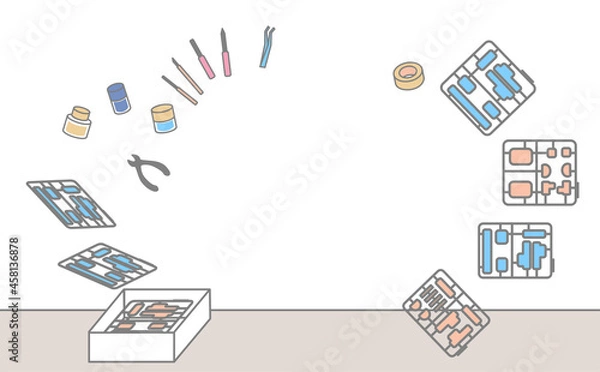 Obraz プラモデルを作っている机の上