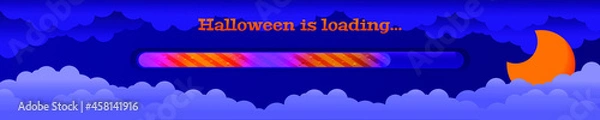 Obraz Halloween loading bar illustration. Progress bar concept with clouds and moon