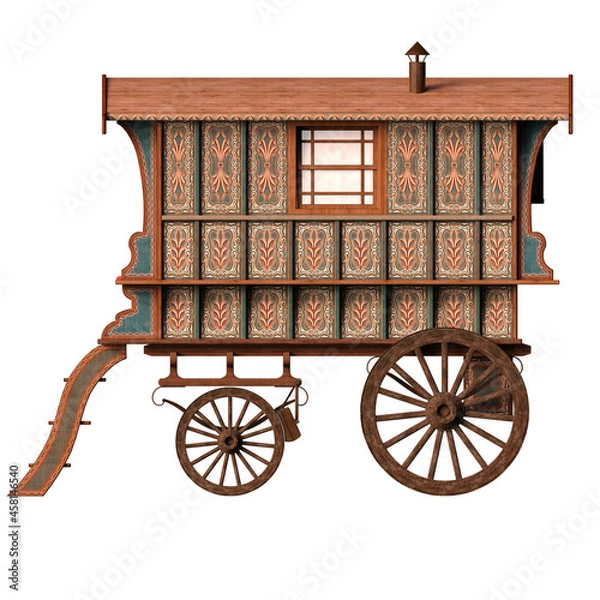 Obraz 3d-illustration of an isolated traveler waggon