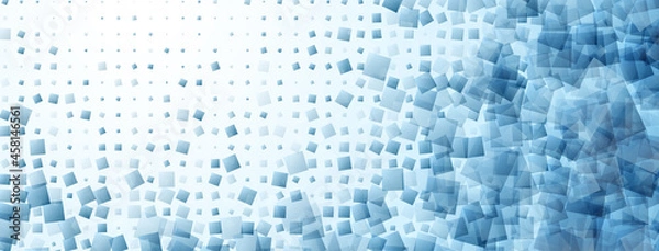 Fototapeta Abstract halftone background made of dots and translucent squares of different sizes in light blue colors