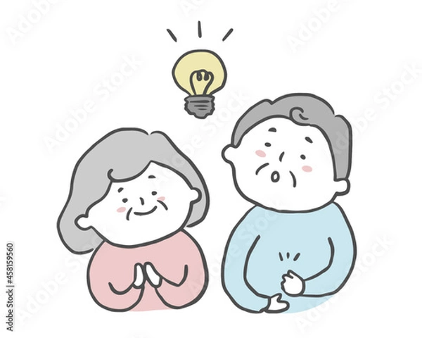 Obraz ひらめいたシニア女性とシニア男性