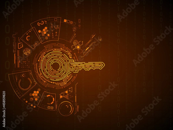 Obraz 2d illustration digital abstract technology digital future cyber security key