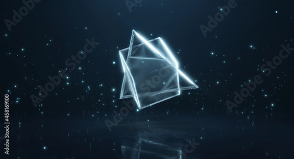 Fototapeta Abstract glowing transparent mixing polygonal module