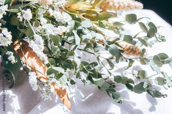 Obraz ドライフラワー　花束　白背景　イメージカット