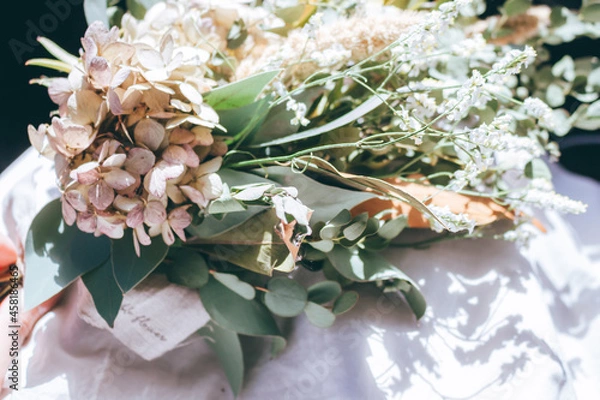 Obraz ドライフラワー　花束　白背景　イメージカット