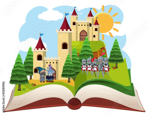 Fototapeta Medieval open book theme