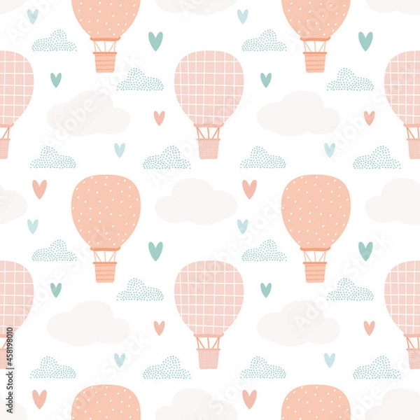 Fototapeta Balloon pattern. Stylized elements. Cute children's print for textiles. Minimalistic design. Scandinavian style. Vector illustration, hand-drawn