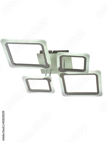 Fototapeta LED chandelier with different colored illumination on a white background