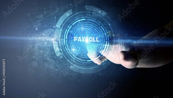 Obraz Hand touching business concept button