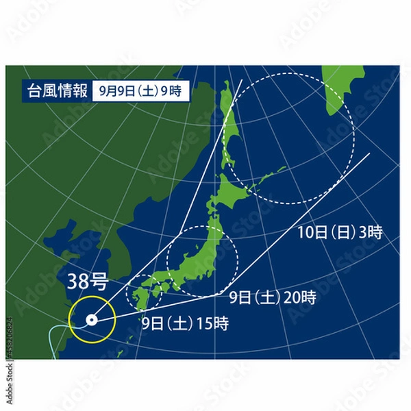 Fototapeta 日本列島に近づく台風情報のイメージ