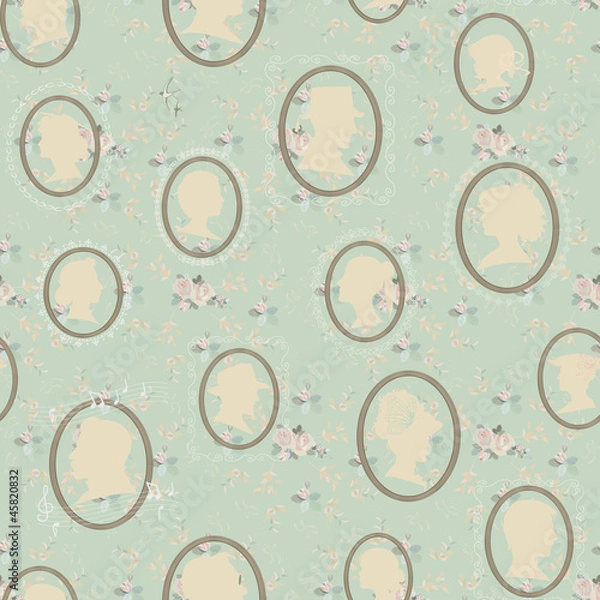 Fototapeta Floral background with picture frames