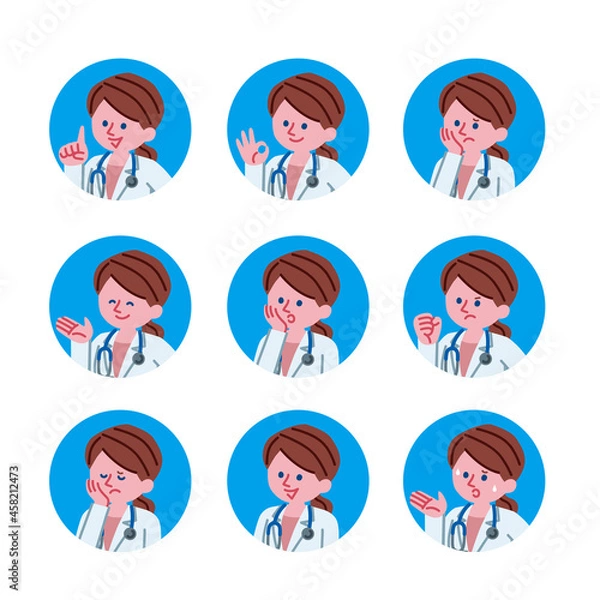 Fototapeta 医者(女性)のアイコンセット