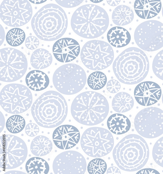 Fototapeta Seamless pattern, background, surface design with the image of lace snowflakes