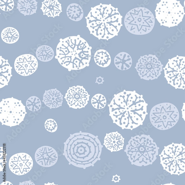 Fototapeta Seamless pattern, background, surface design with the image of lace snowflakes
